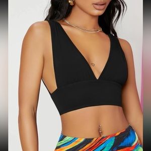 Sexy V-neck Cropped Fitted Bralette Top